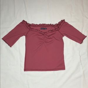Abercrombie & Fitch Off-The-Shoulder Top in Berry